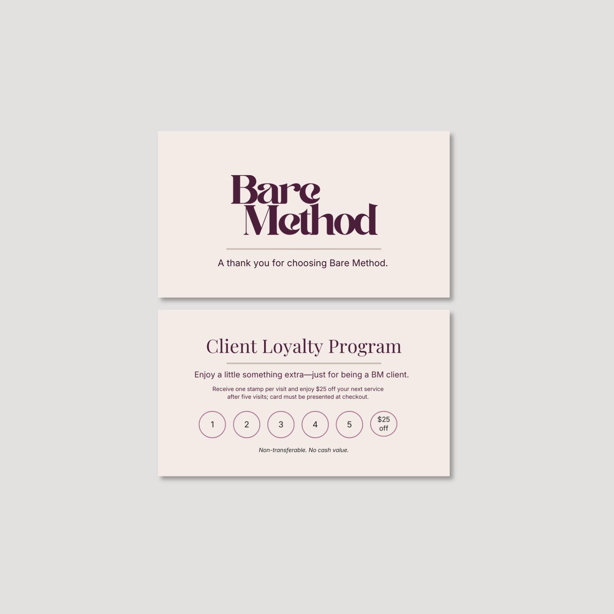 Bare Method Client Loyalty Card
