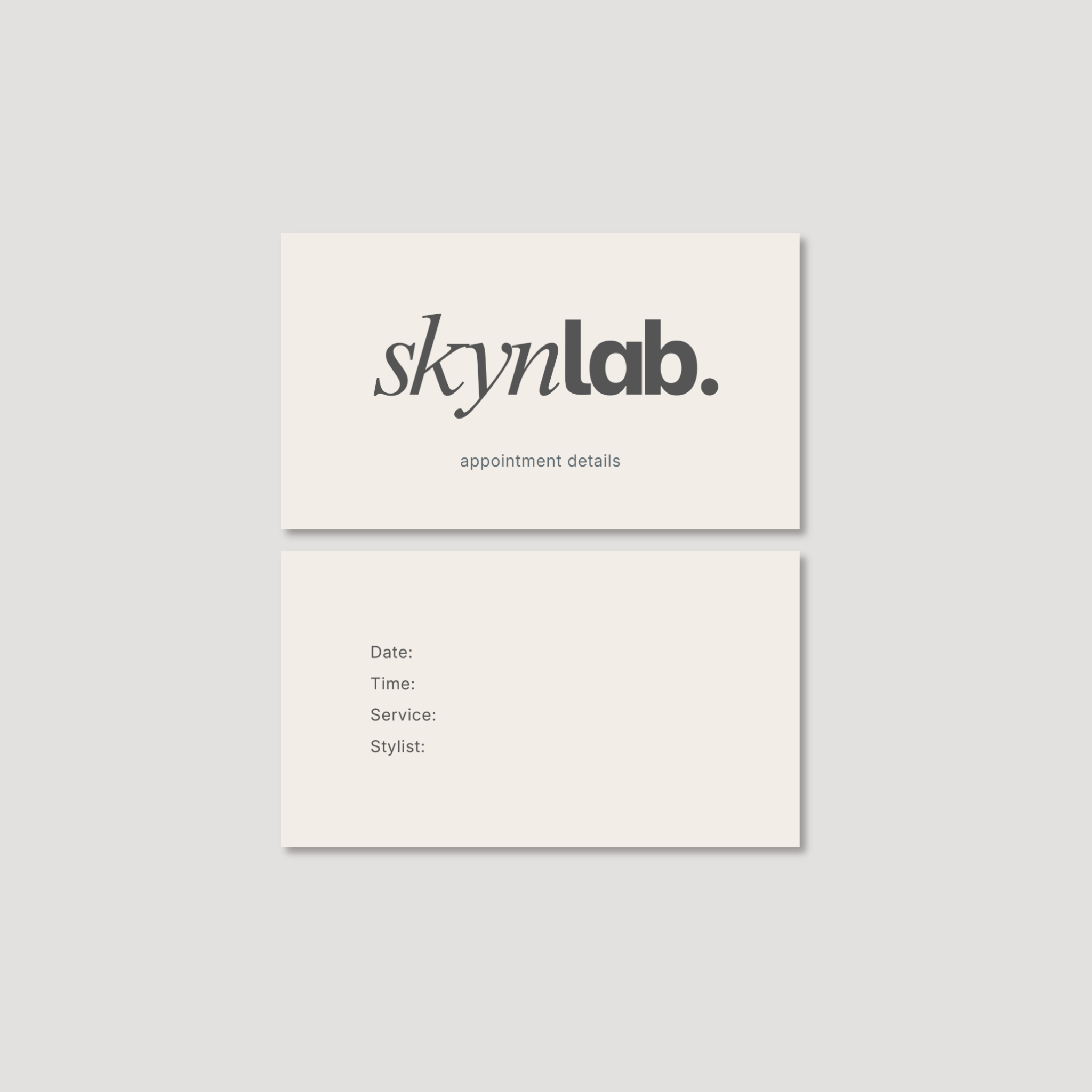 Skynlab Appointment Reminder Card