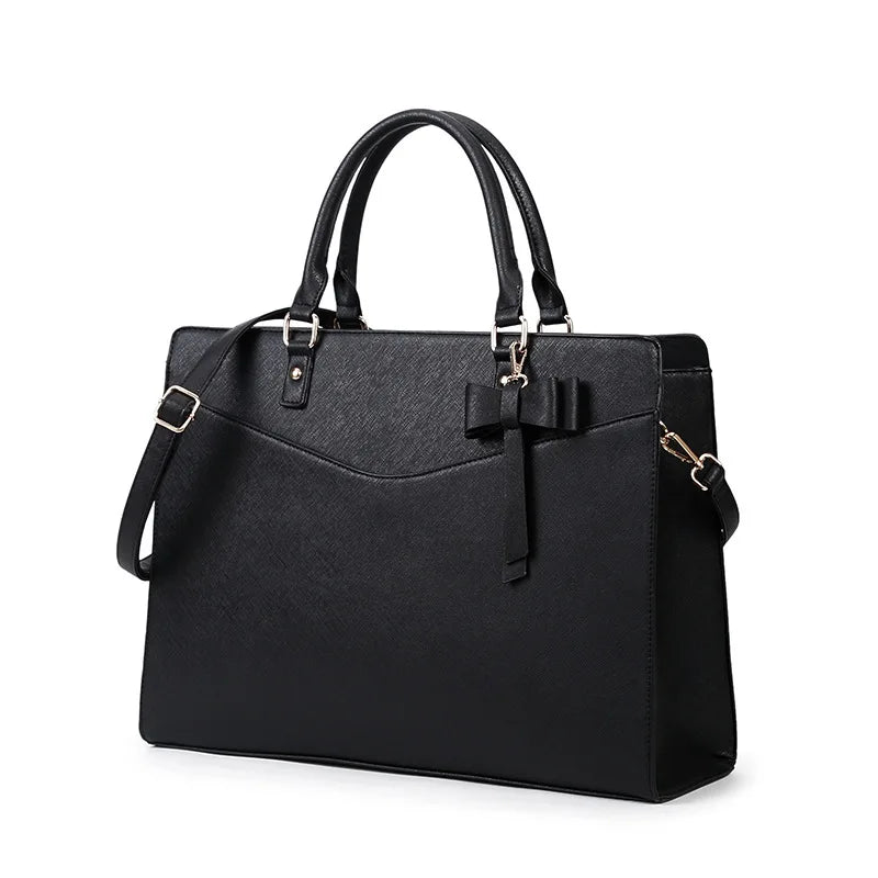 Fashion PU Leather Briefcase Women's Laptop Handbag Large Capacity Woman Work Office Leather Handbags Girls Shoulder Bags