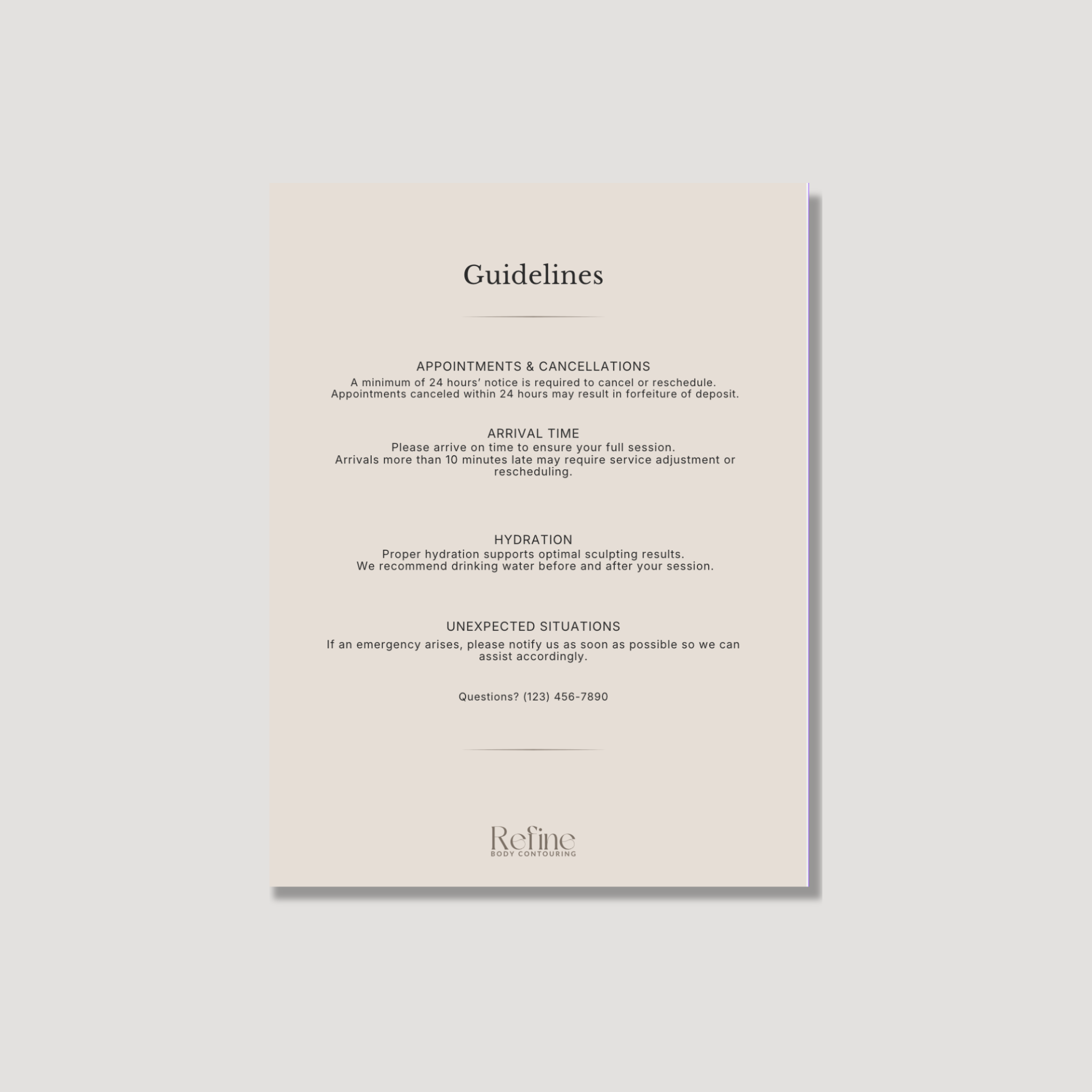 Refine 8.5×11 Studio Policies