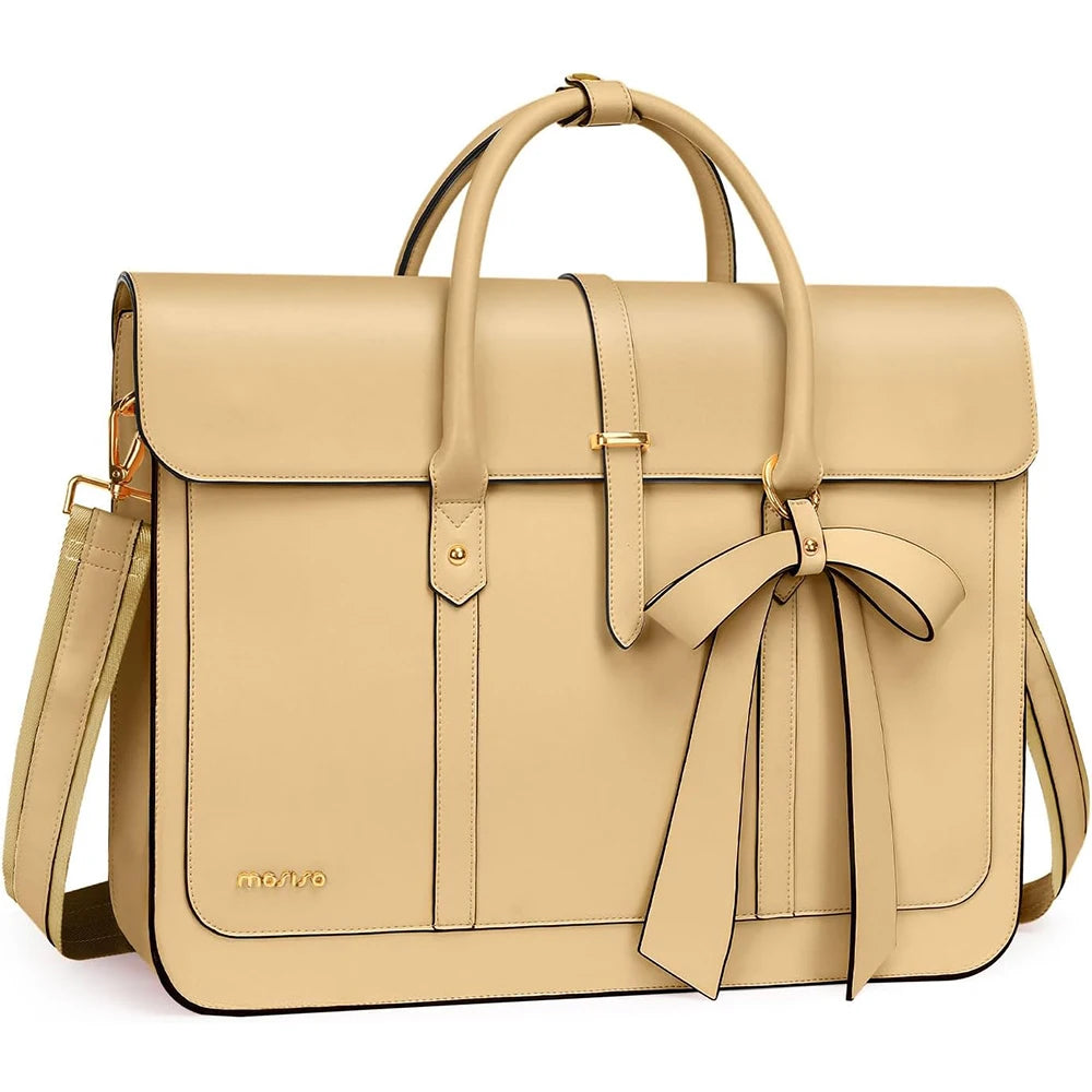 Women's PU Leather Laptop Tote Bag – 15.6 Inch Multi-Function Briefcase, Handbag, Backpack, Messenger Shoulder Bag for Work, Travel, Office, College