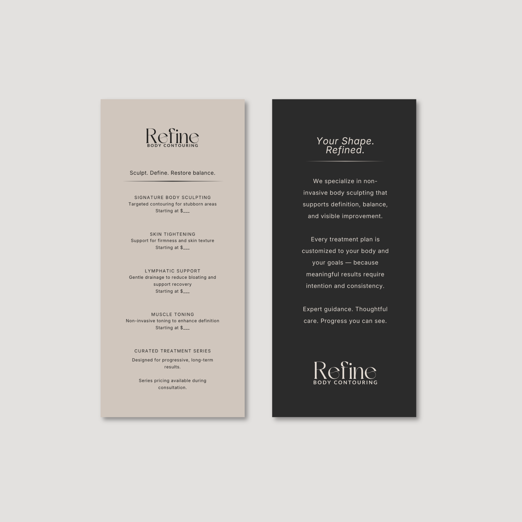Refine Signature Services Rack Card