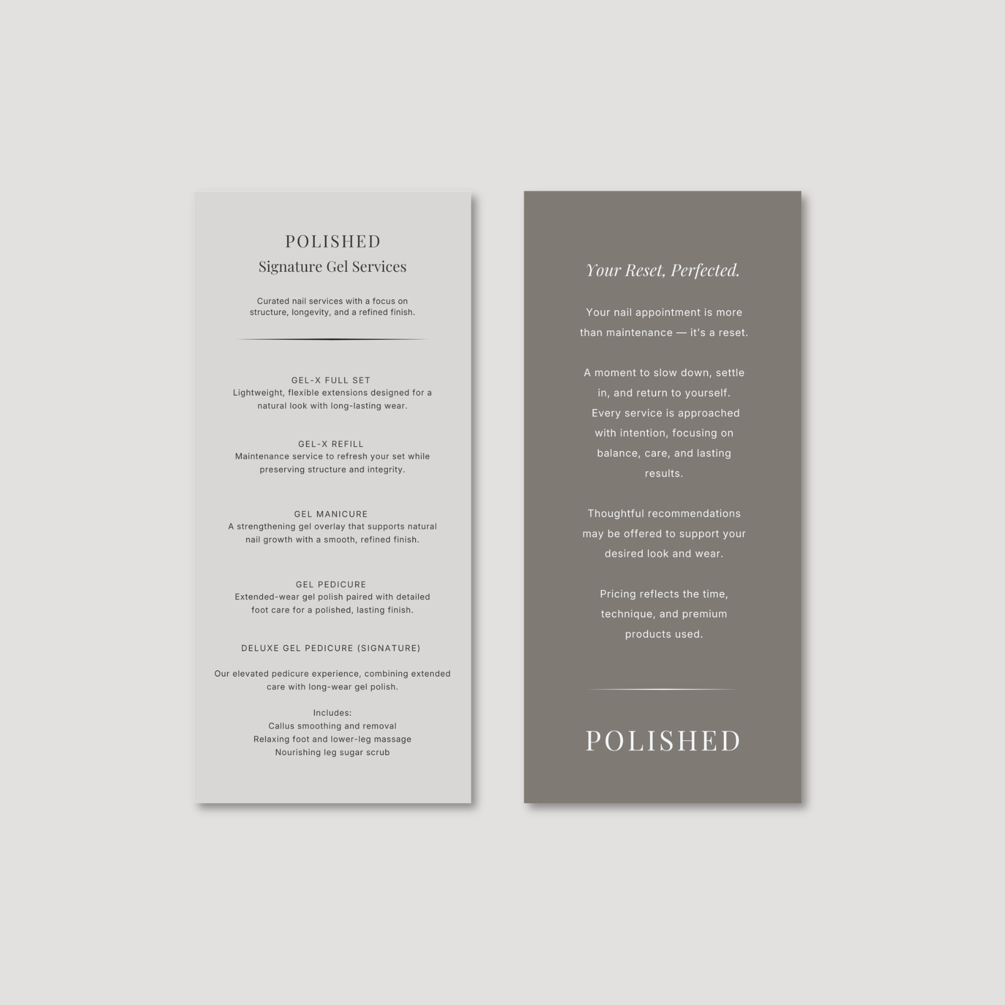 Polished Signature Services Rack Card