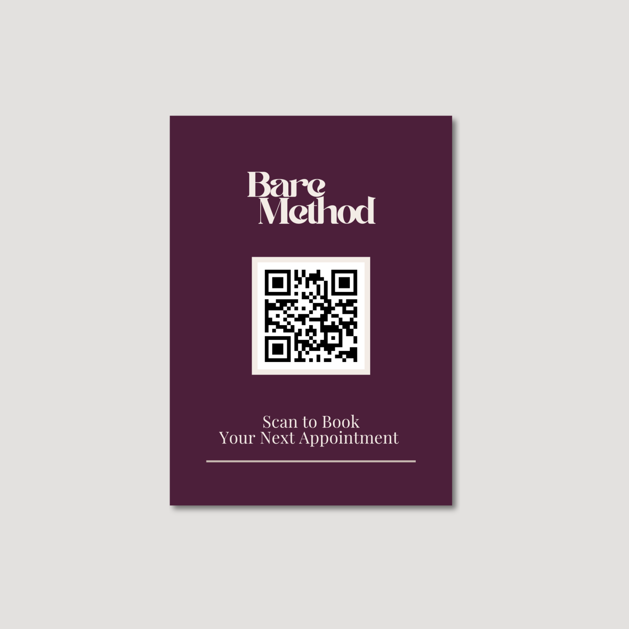 Bare Method 5×7 Rebooking Sign