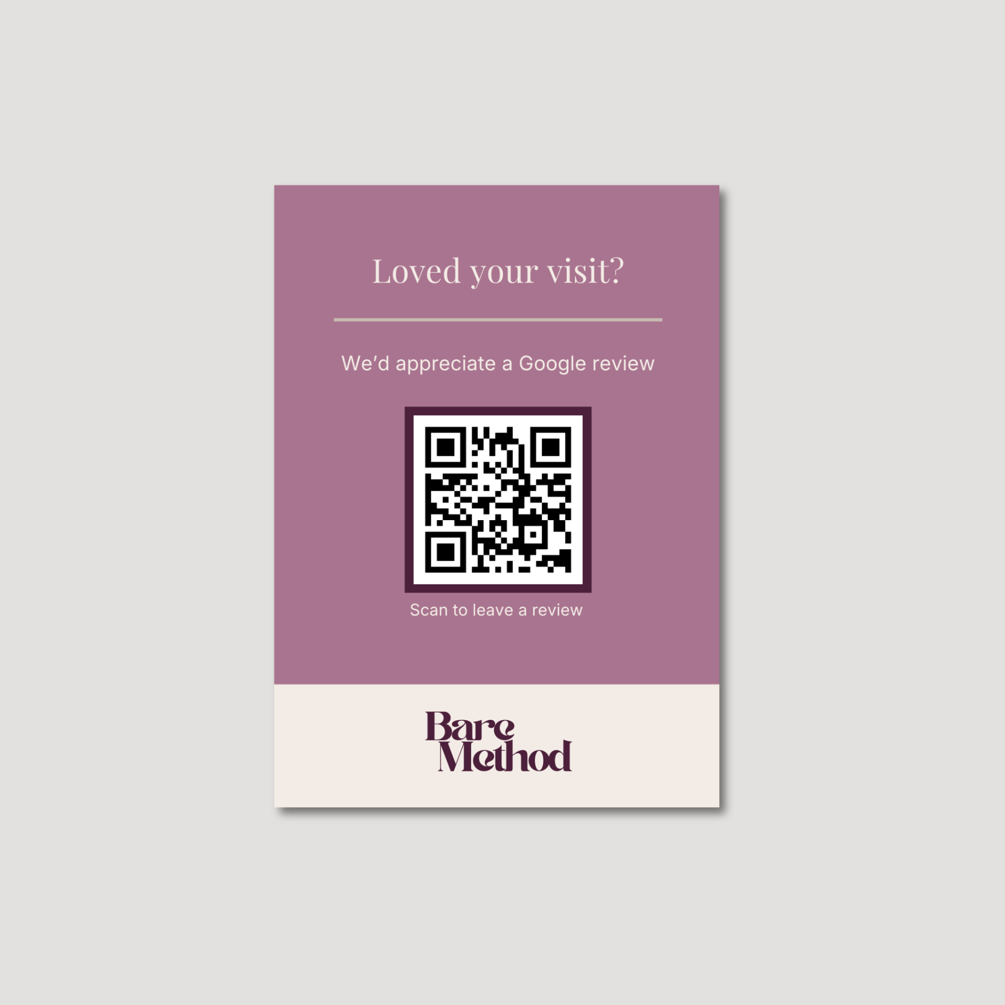 Bare Method 5×7 Review QR Sign