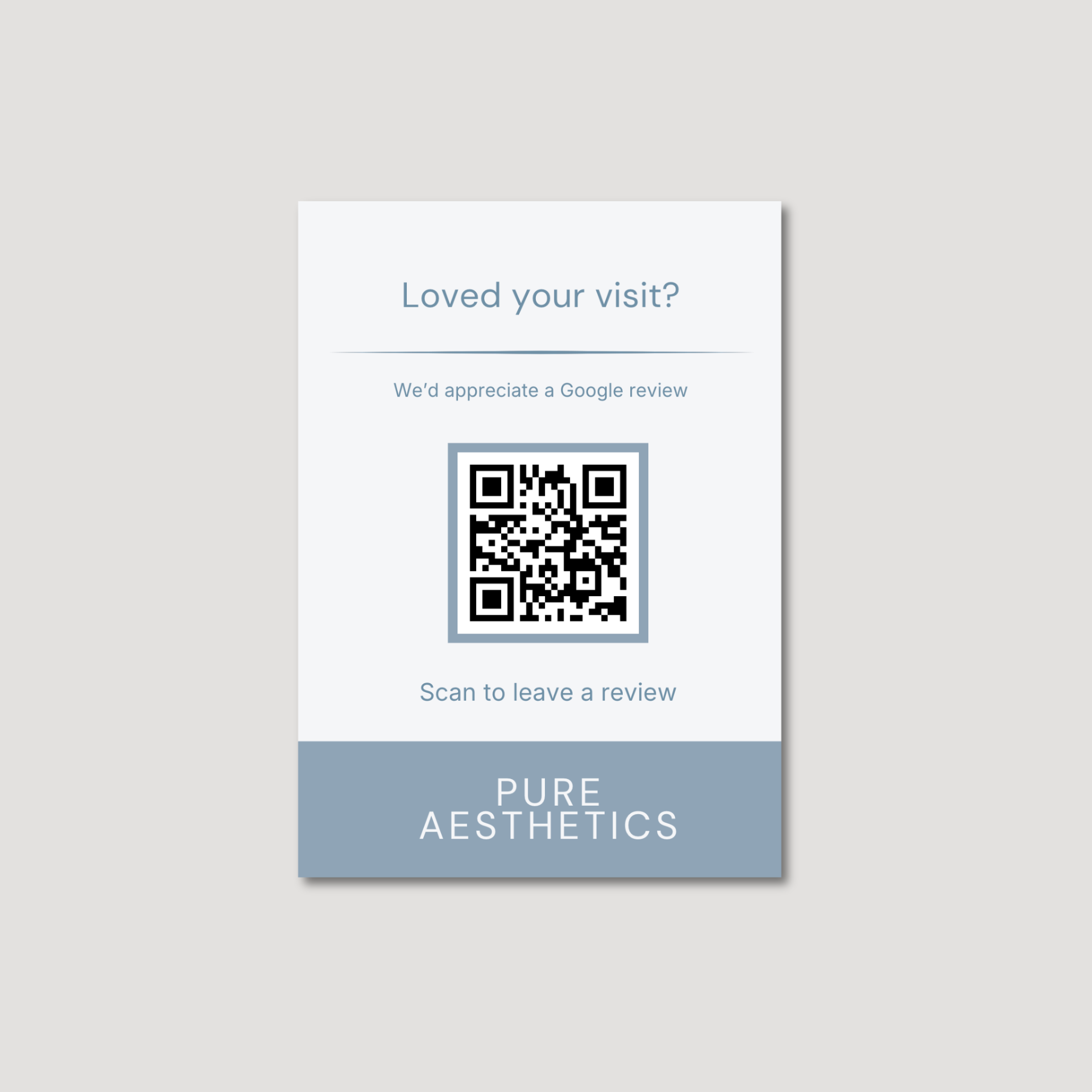 Pure Aesthetics 5×7 Review QR Sign