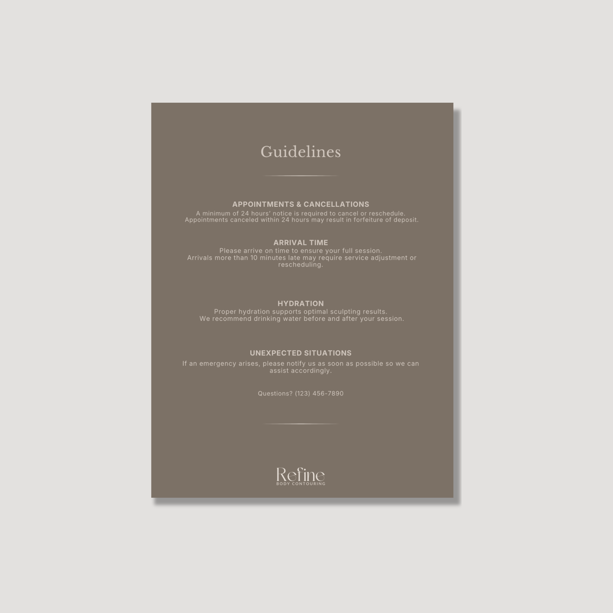 Refine 8.5×11 Studio Policies