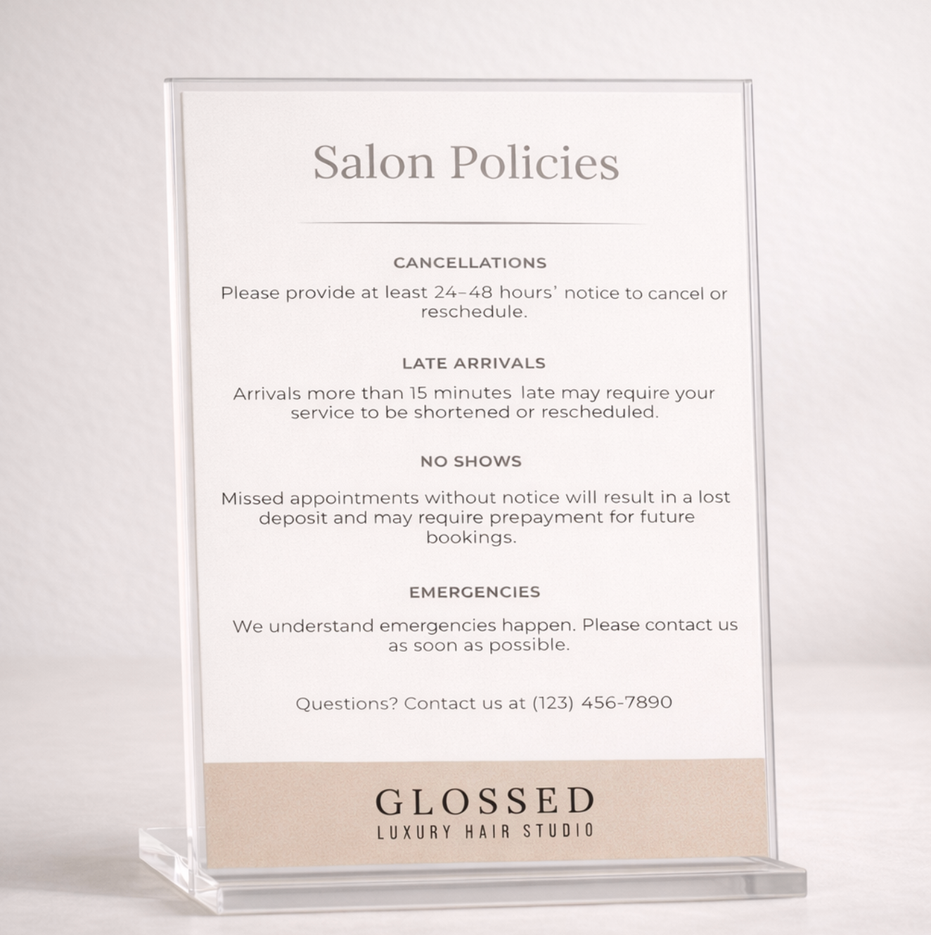 Glossed 8×10 Studio Policies