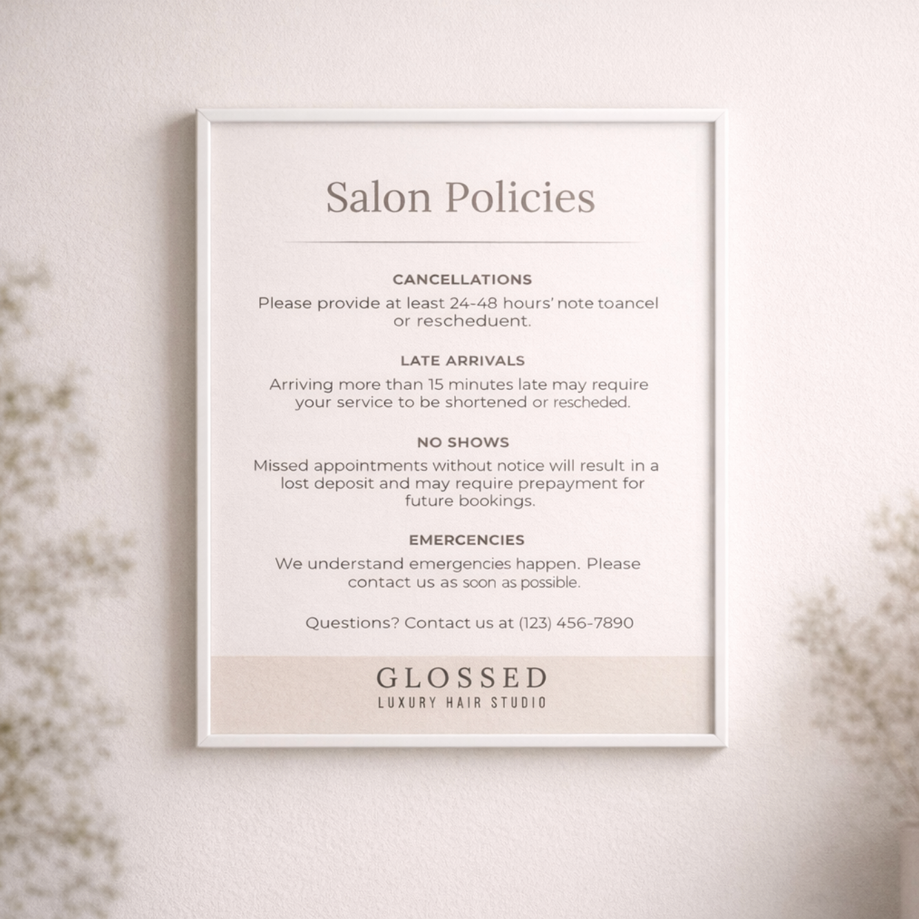 Glossed 8×10 Studio Policies