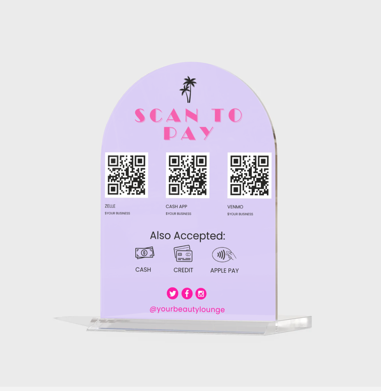 Beauty Lounge Scan to pay template