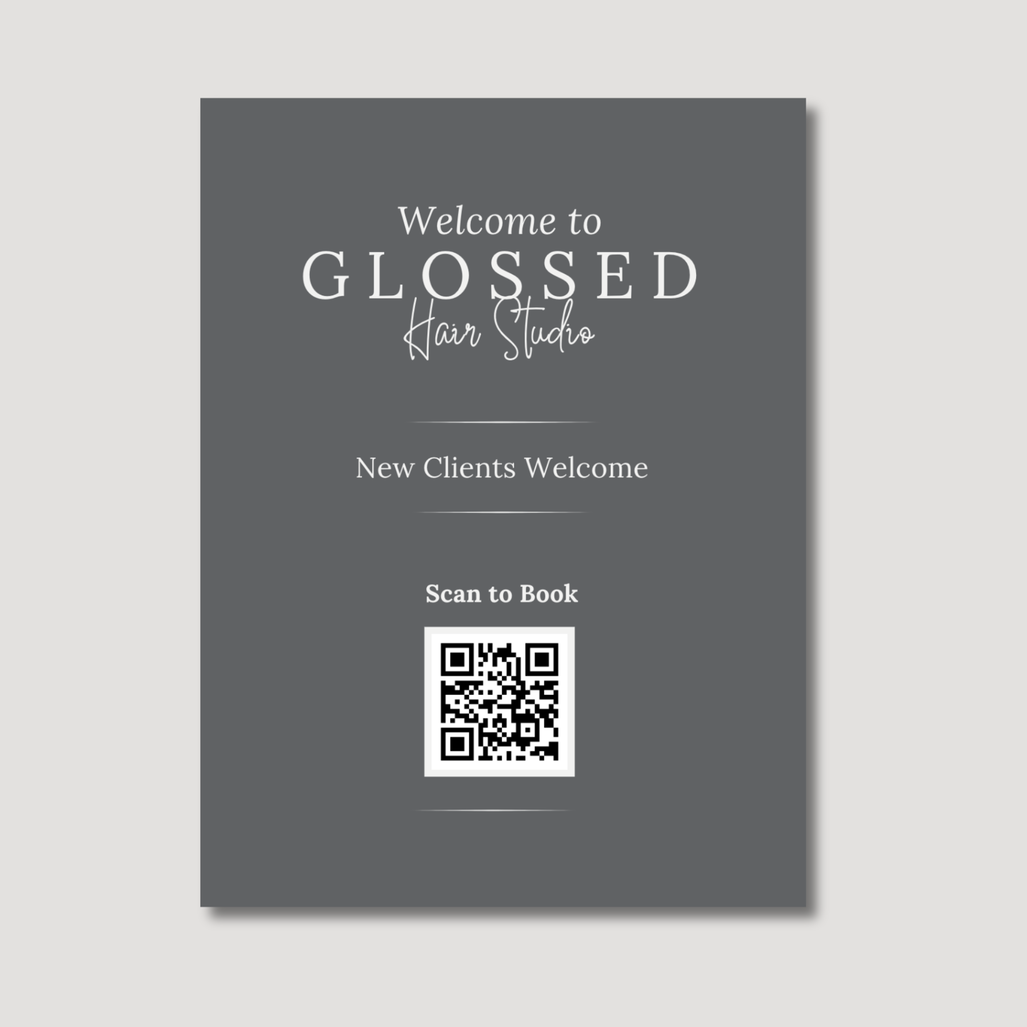 Glossed 18×24 QR Welcome Sign