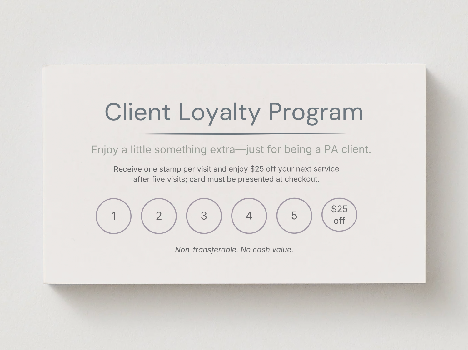 Pure Aesthetics Client Loyalty Card