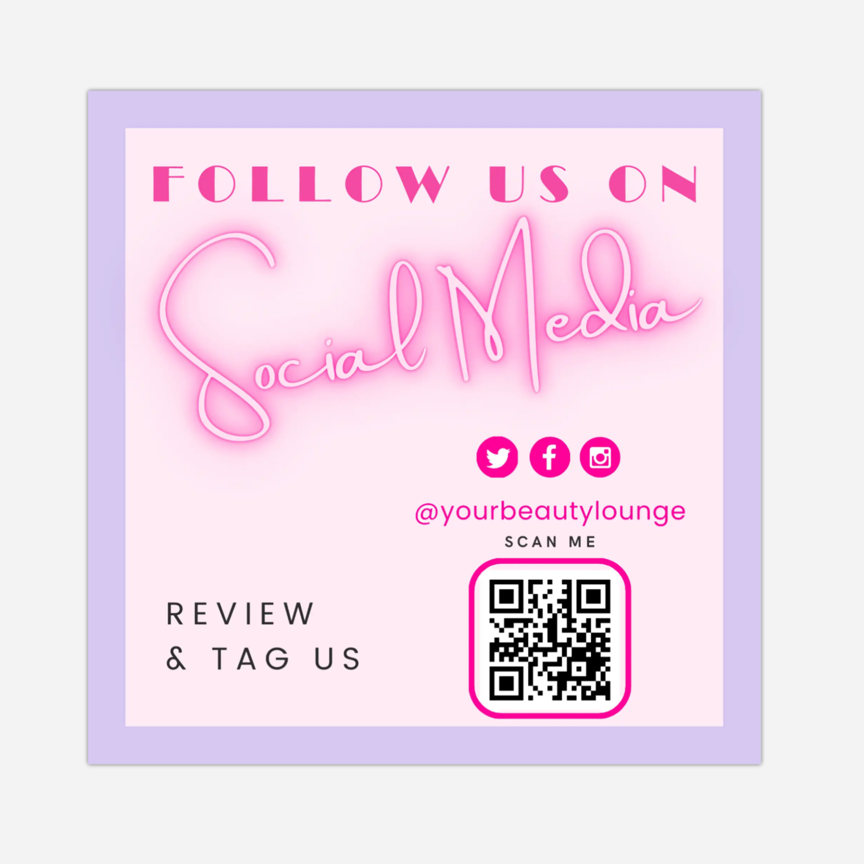 Beauty Lounge Social Media Mirror Cling Template