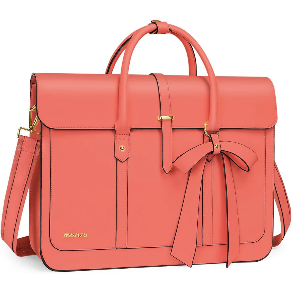 Women's PU Leather Laptop Tote Bag – 15.6 Inch Multi-Function Briefcase, Handbag, Backpack, Messenger Shoulder Bag for Work, Travel, Office, College