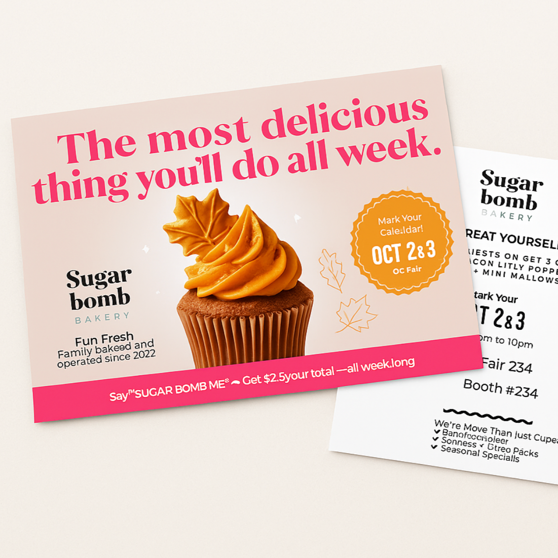 Fall Bakery Pop-Up Postcard Template – Editable Canva Design