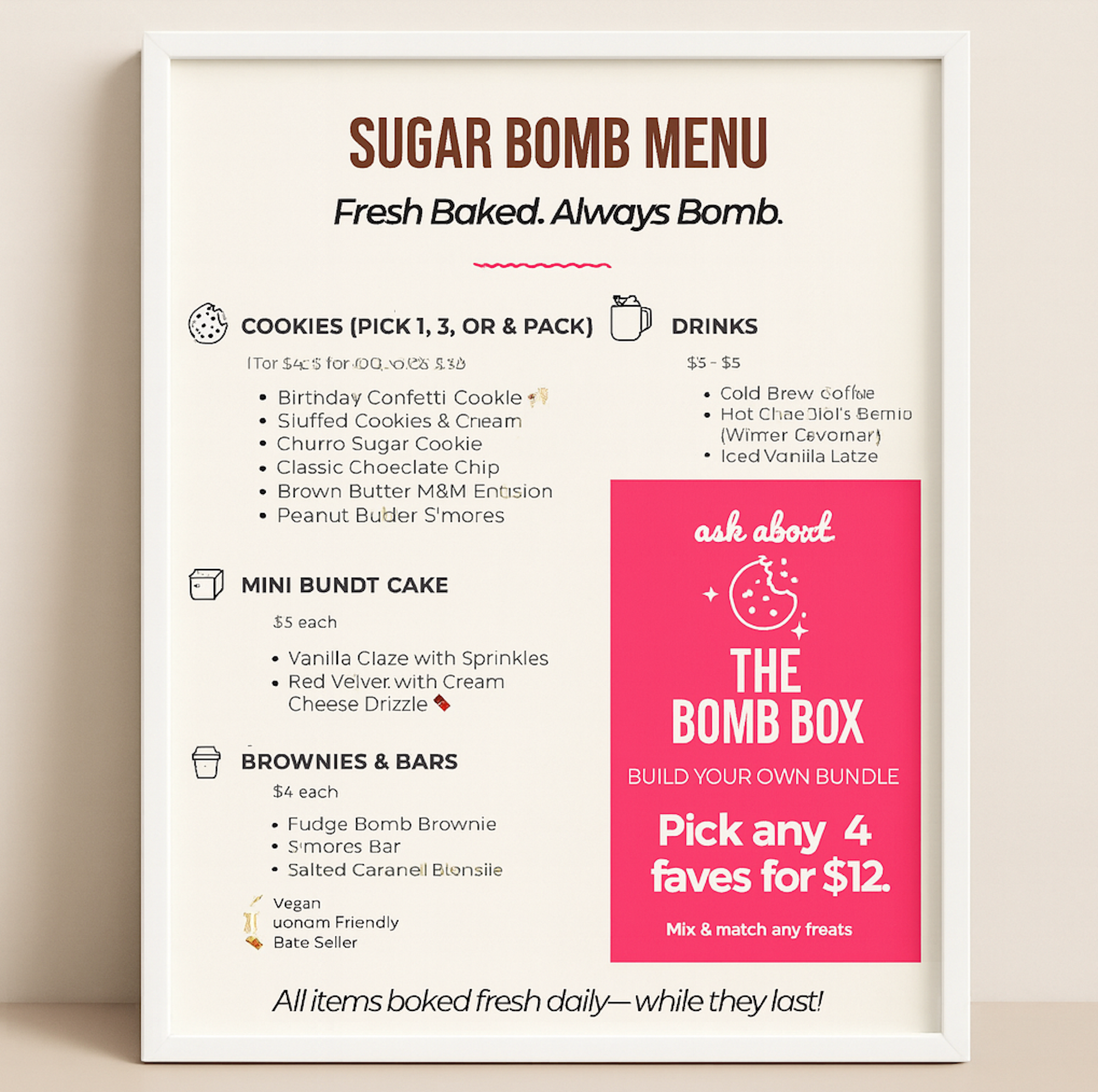 Sugar Bomb Menu Set (6) – Editable Canva Templates