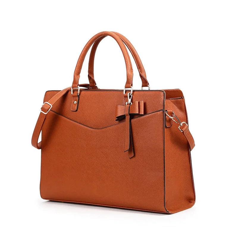 Fashion PU Leather Briefcase Women's Laptop Handbag Large Capacity Woman Work Office Leather Handbags Girls Shoulder Bags