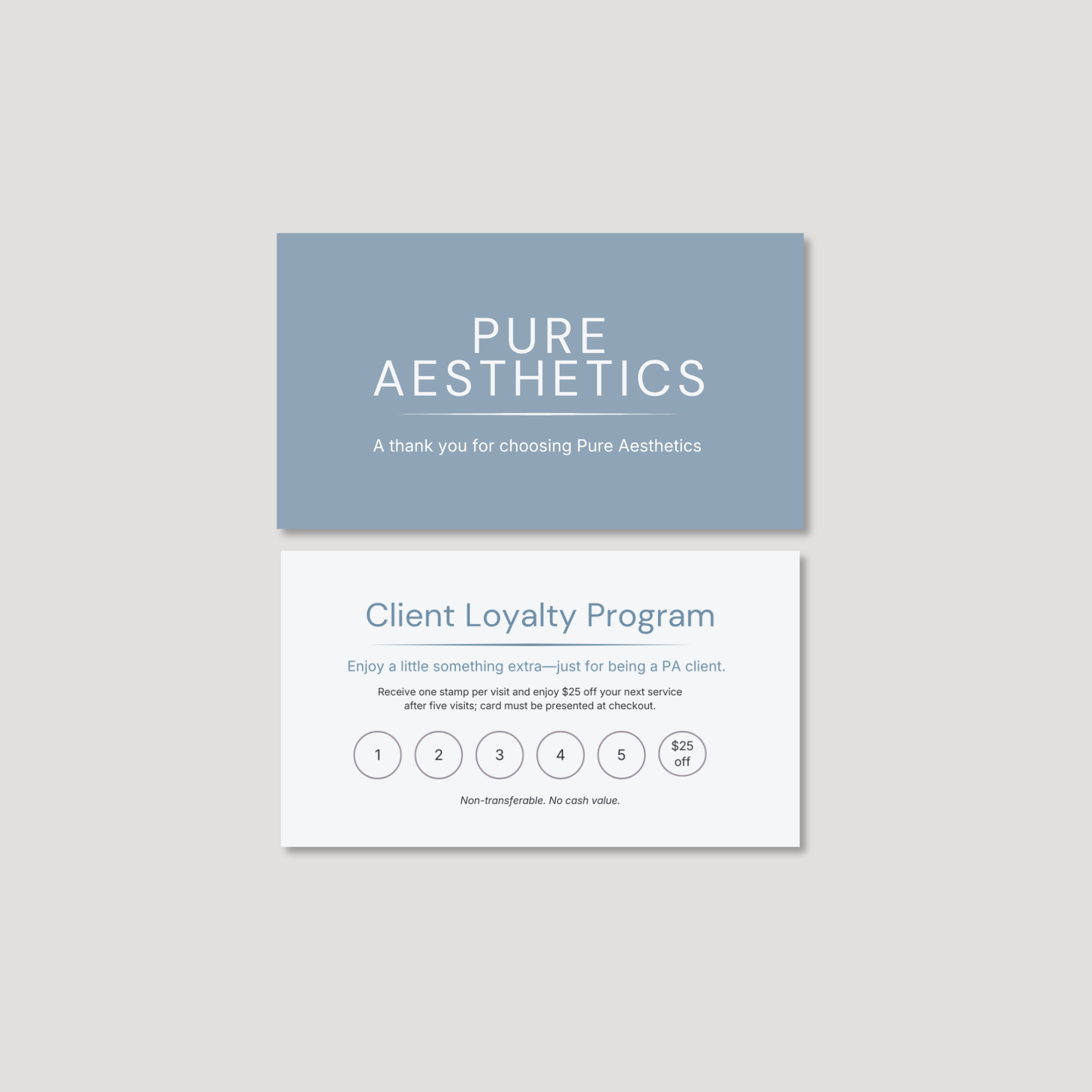 Pure Aesthetics Client Loyalty Card