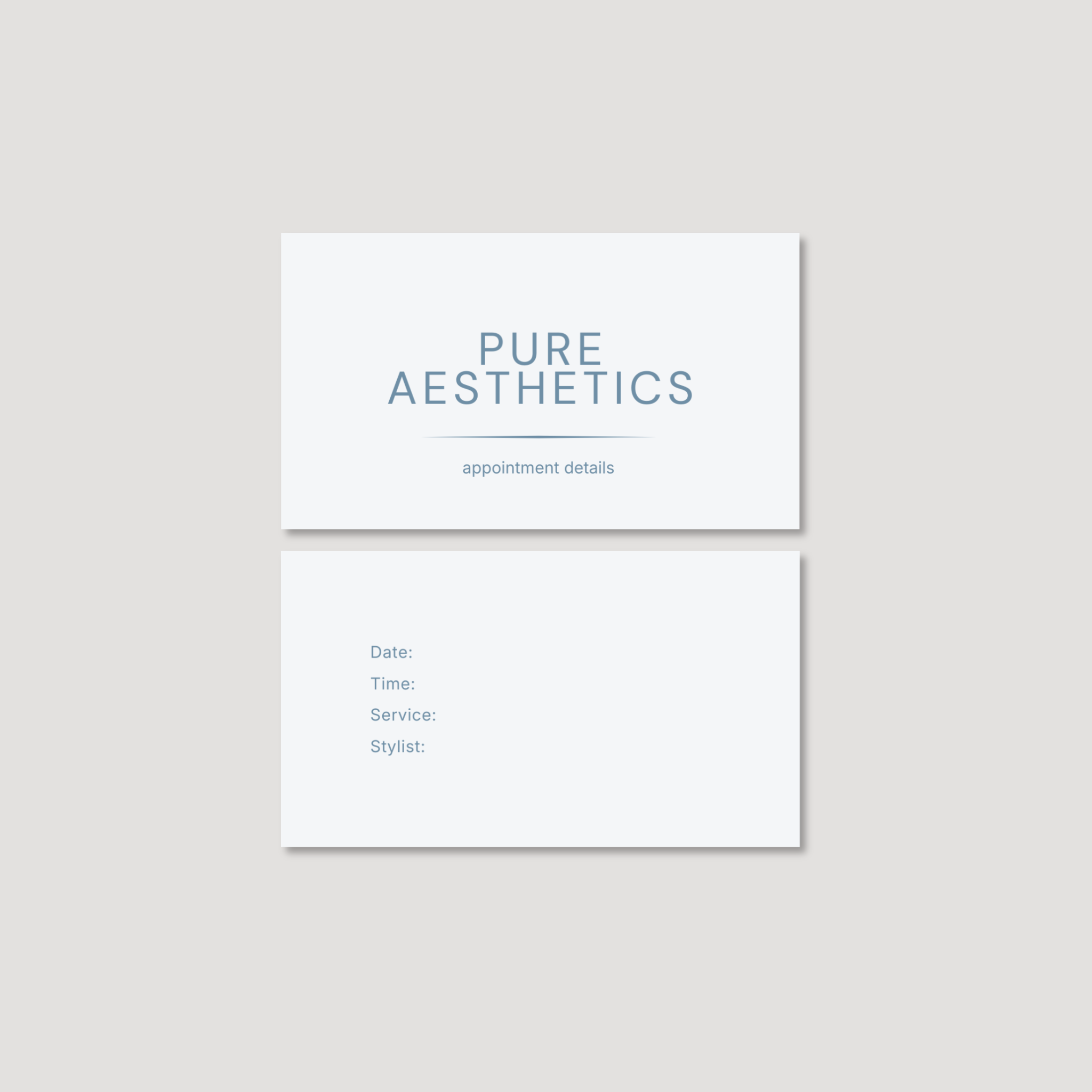 Pure Aesthetics Appointment Reminder Card