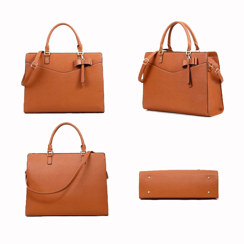 Fashion PU Leather Briefcase Women's Laptop Handbag Large Capacity Woman Work Office Leather Handbags Girls Shoulder Bags