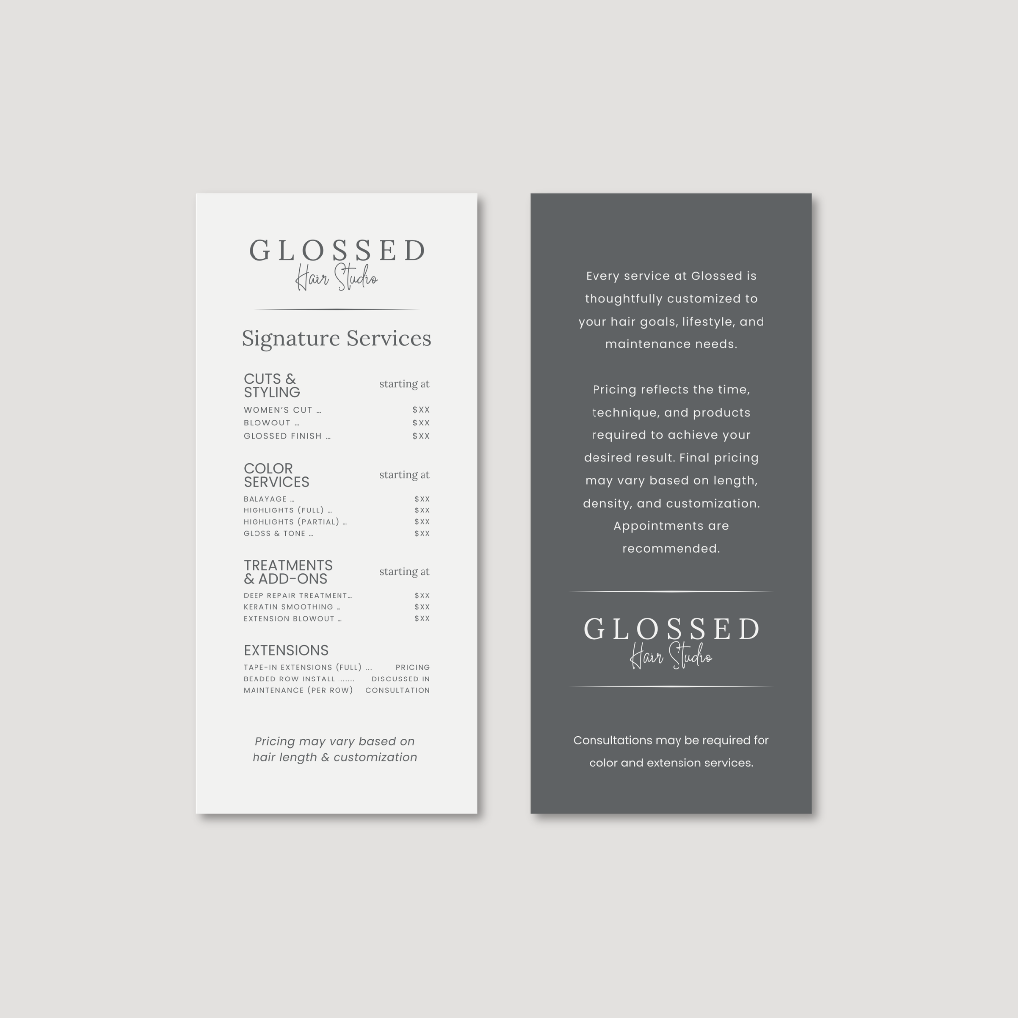 Glossed Signature Services Rack Card