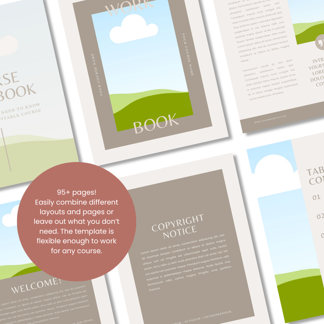 Course Workbook Template – Fully Customizable Canva Digital File (45+ Pages)