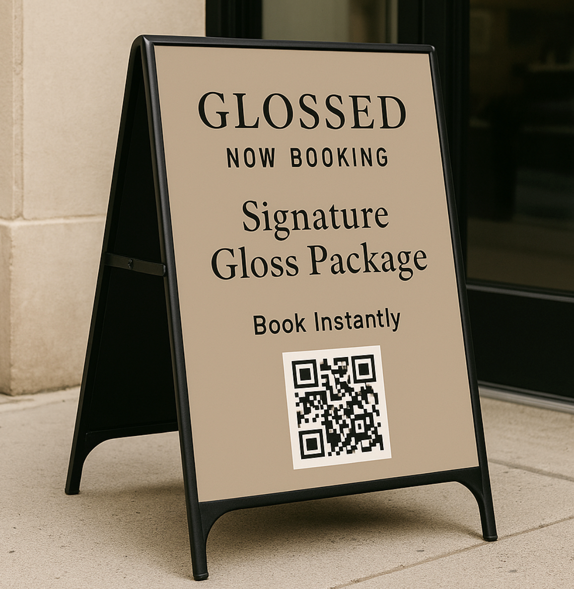 A-Frame Sidewalk Sign Template (Canva) | 24×36 & 18×24 Inserts | “Now Booking / New Guest Offer” Variations – Glossed Collection