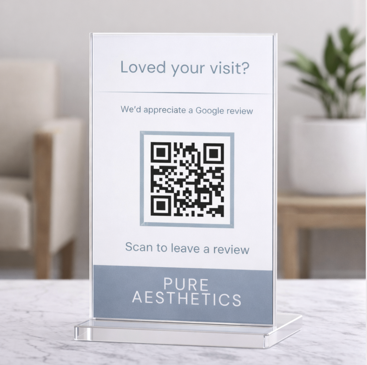 Pure Aesthetics 5×7 Review QR Sign