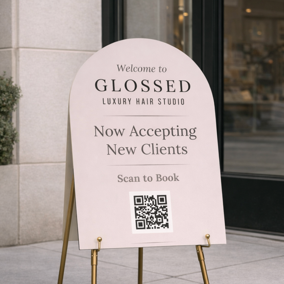 Glossed 18×24 QR Welcome Sign