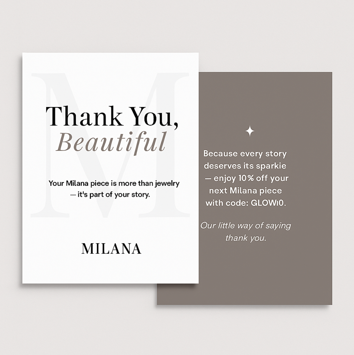 Milana Jewelry Thank You Card Canva Template (5x7in, Front & Back)