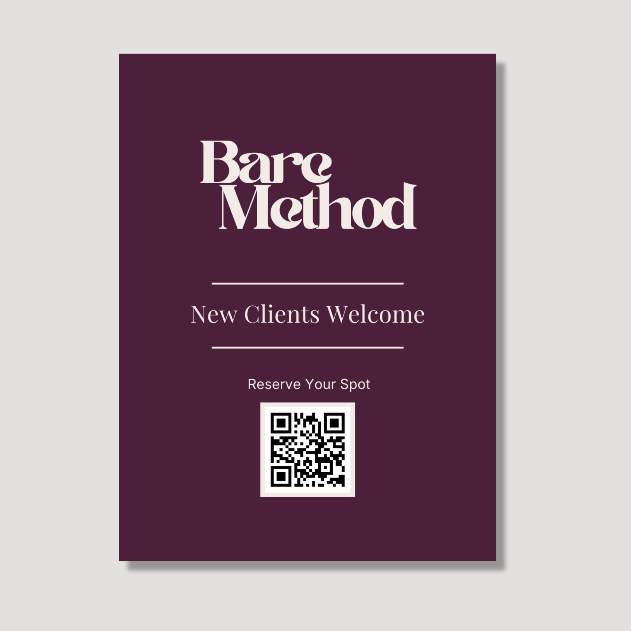 Bare Method 18×24 QR Welcome Sign
