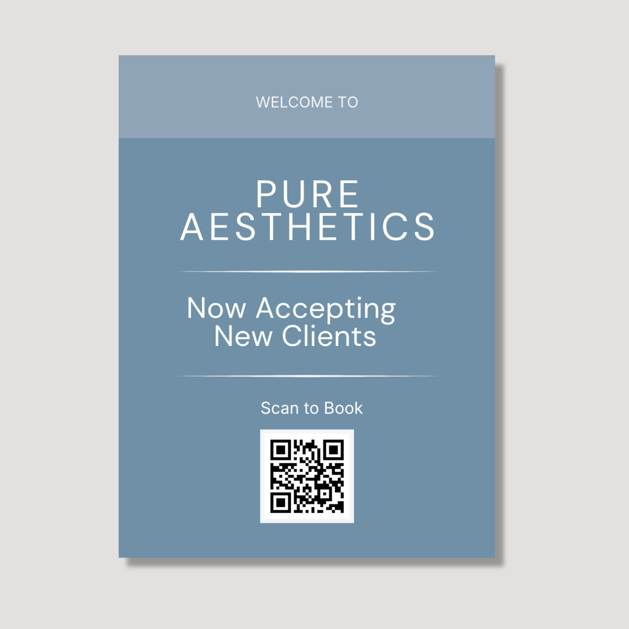 Pure Aesthetics 18×24 QR Welcome Sign