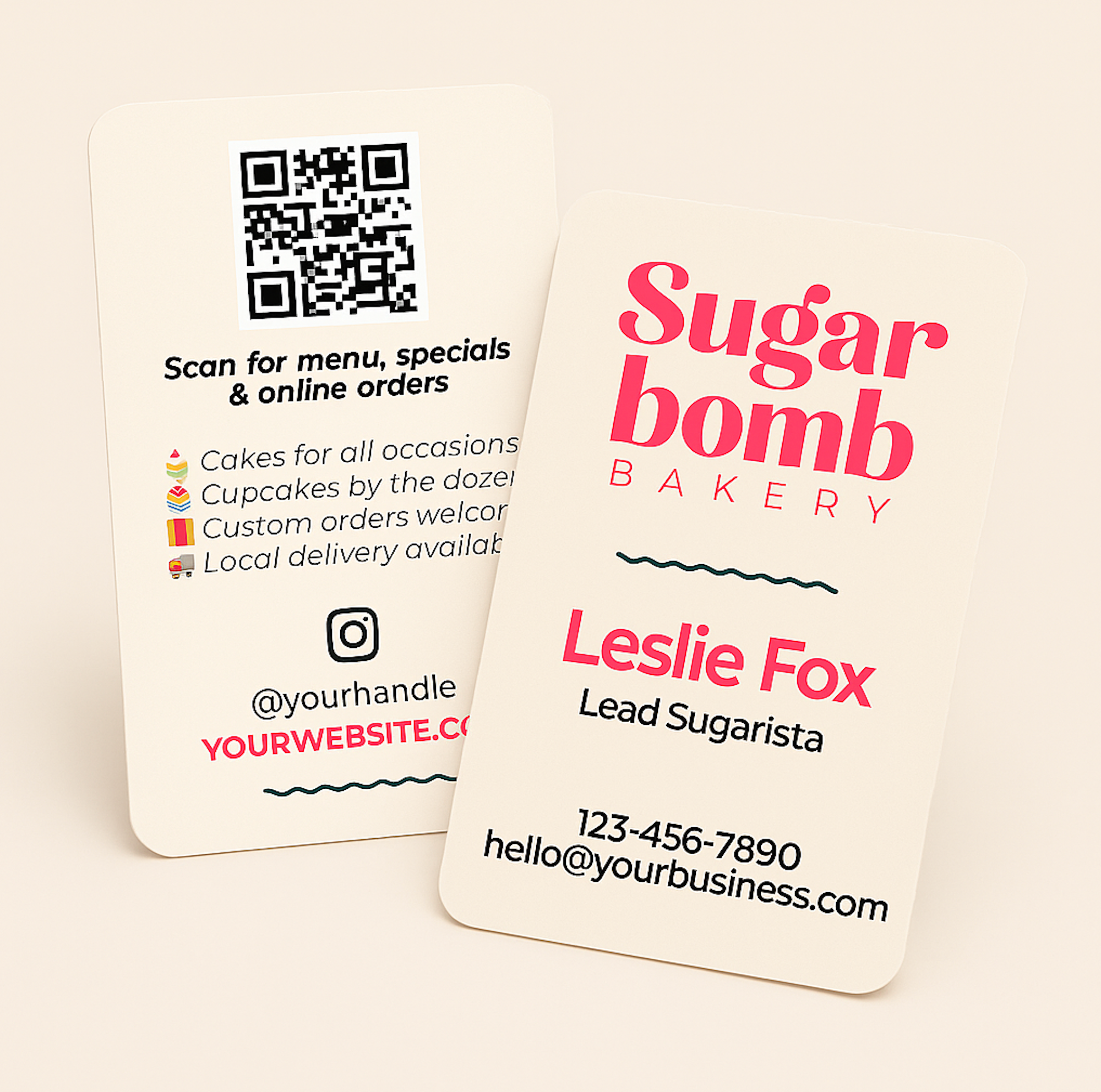 Sugar Bomb Bakery Business Cards – Branded & Editable