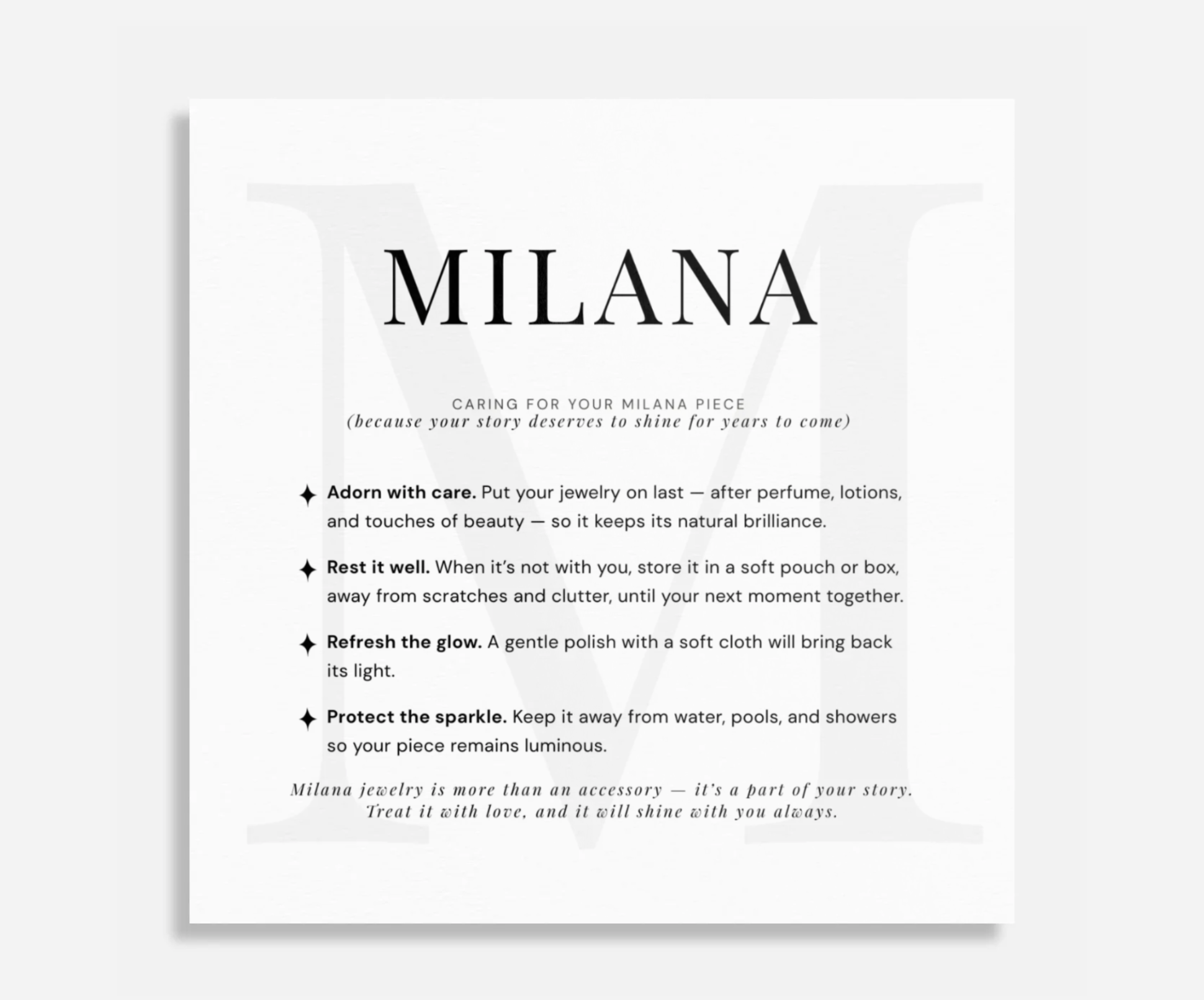 Jewelry Care Card Template | A Ritual of Care | Canva Editable Square Cards