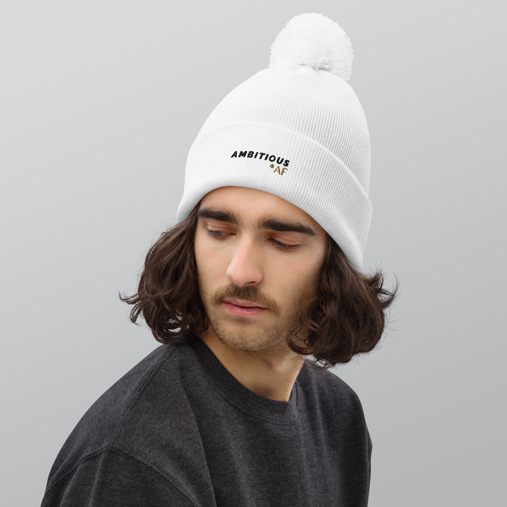 Ambitious AF White Beanie – Bold, Cozy, and Unapologetically You