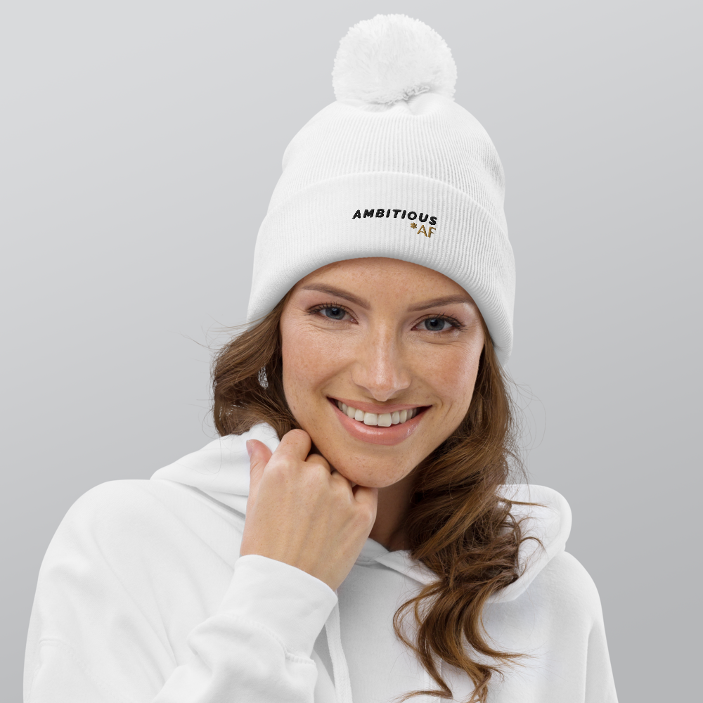 Ambitious AF White Beanie – Bold, Cozy, and Unapologetically You