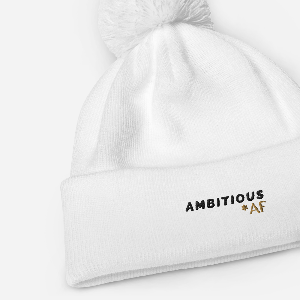 Ambitious AF White Beanie – Bold, Cozy, and Unapologetically You