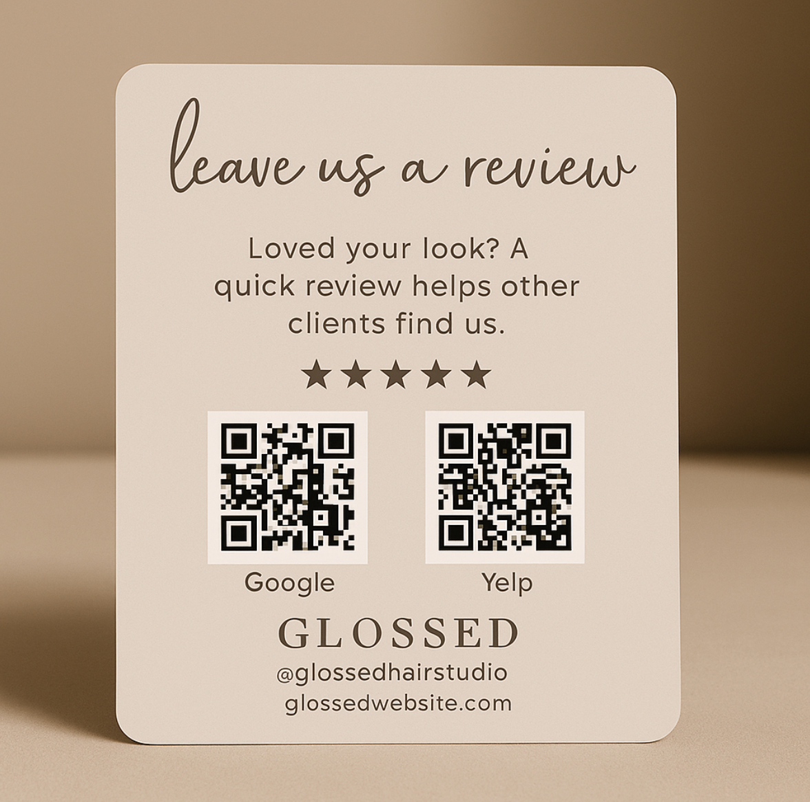 Leave Us a Review QR Sign Template (Canva) | 5×7 & 8×10 + Square Hero | Dual QR for Google & Facebook/Yelp