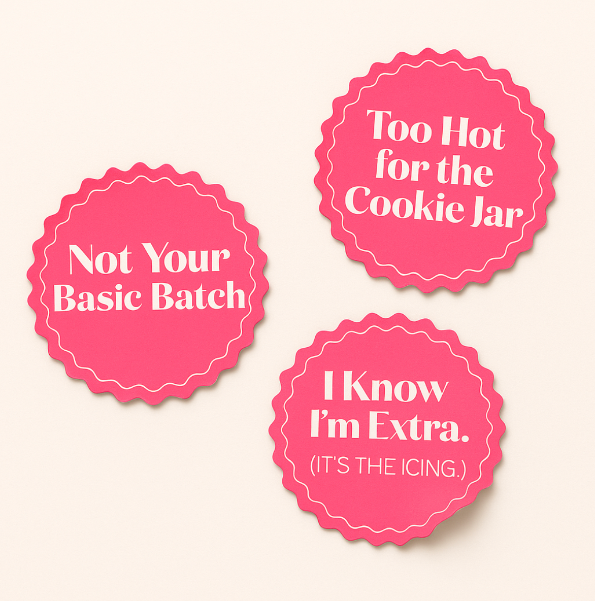 Sugar Bomb Bakery – 3x3" Pink Sticker Set (3 Designs)