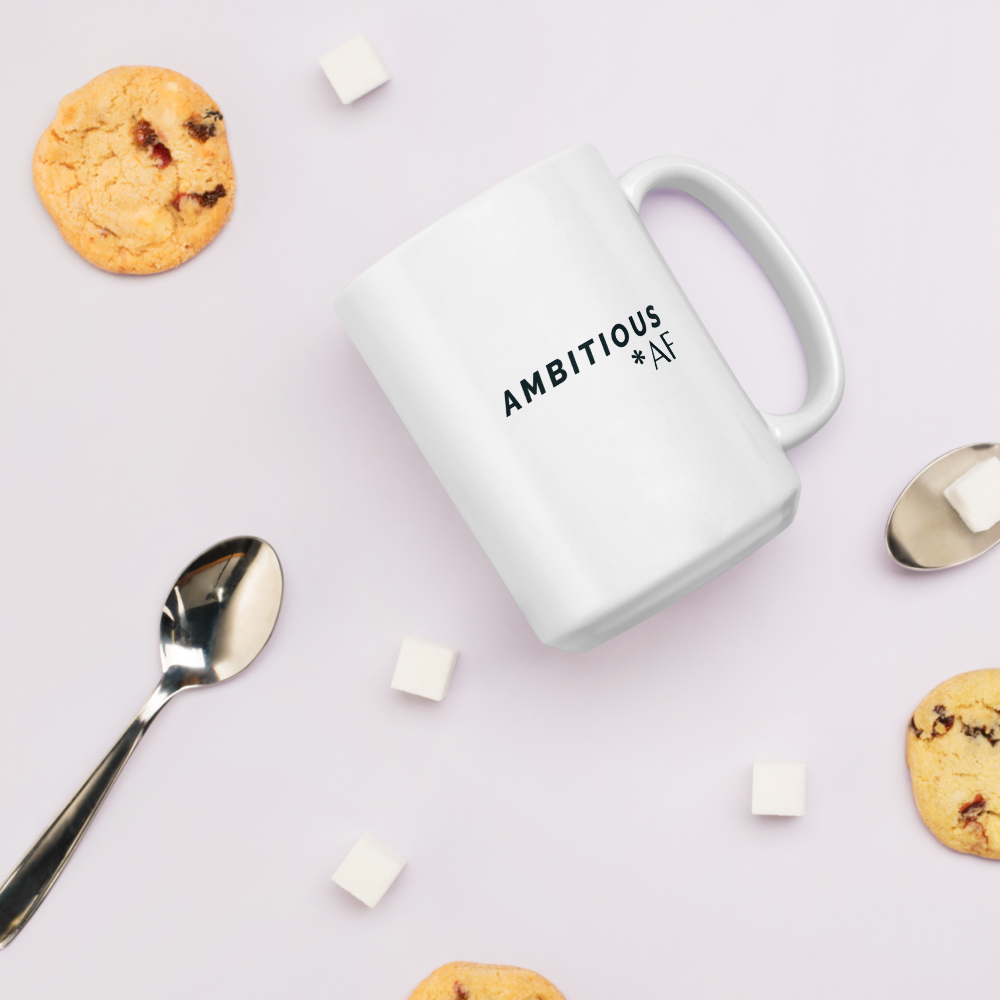 Ambitious AF White Glossy Mug